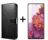 Samsung S22 Plus Hoesje - Samsung Galaxy S22 Plus hoesje bookcase zwart wallet case portemonnee hoes cover hoesjes - 1x Samsung S22 Plus screenprotector