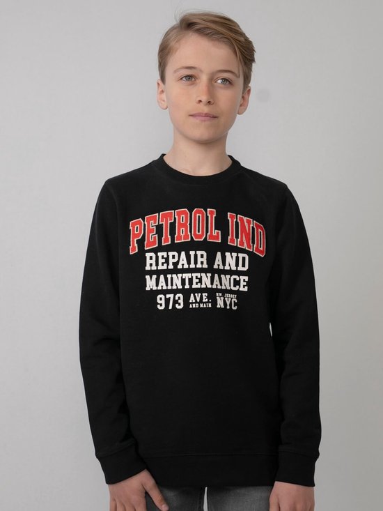 Petrol Industries - Jongens Sweater met logo artwork - Zwart - Maat 140