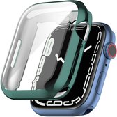 Strap-it TPU hoesje voor bescherming - Geschikt voor Apple Watch 45mm - Hoesje geschikt voor Apple Watch Series 7 / 8 / 9 Case - Groen - iWatch cover voor maat 45mm