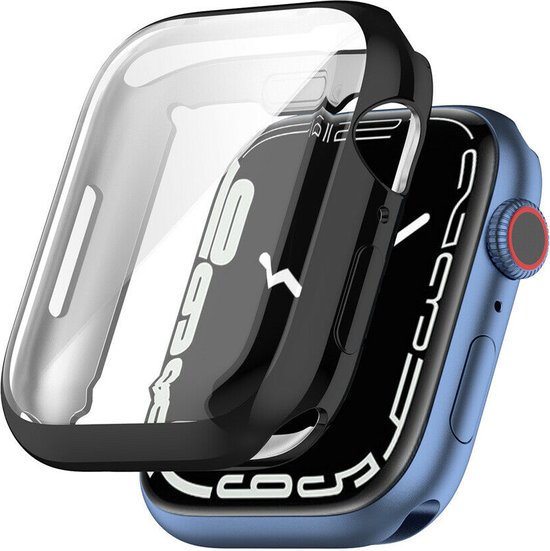 Strap-it TPU hoesje voor bescherming - Geschikt voor Apple Watch 45mm - Hoesje geschikt voor Apple Watch Series 7 / 8 / 9 Case - Zwart - iWatch cover voor maat 45mm