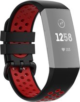 Mobigear Active Siliconen Bandje voor Fitbit Charge 3 - Zwart / Rood