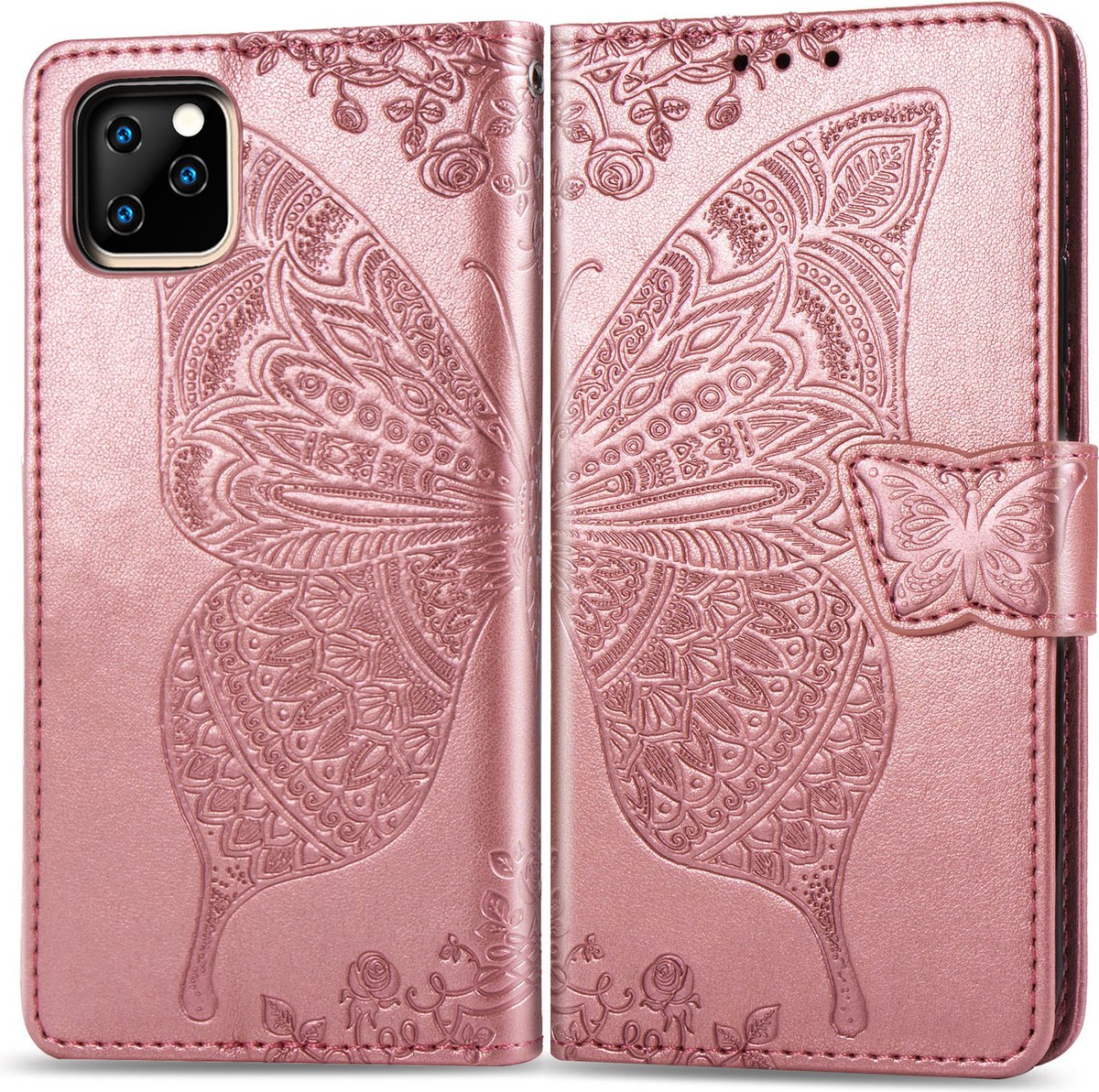Bookcase geschikt voor Apple iPhone 11 Pro - Roze - Vlinder - Portemonnee Hoesje