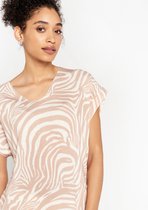 LOLALIZA T-shirt met zebraprint - Beige - Maat L