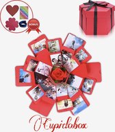 Cupidobox Explosion Box - Explosie Foto Doos - Fotobox - Fotolijst - Fotoalbum - Liefdes Cadeau - Cadeau voor hem / haar- Valentijnsdag – Rood