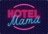 wandbord Hotel Mama 14,8 x 21 cm staal blauw/roze