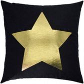 sierkussen Ster 45 x 45 cm textiel zwart/goud