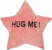 kussen HUG ME! ster 35 x 35 x 10 cm pluche roze