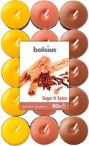 geurkaarsen theelicht Sugar & Spice bruin/geel 30 stuks