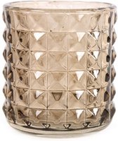 theelichthouder Leoni 8 x 9 cm glas bruin