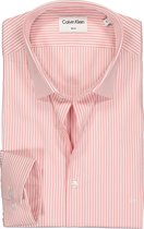 Calvin Klein slim fit overhemd - licht roze gestreept - Strijkvriendelijk - Boordmaat: 38