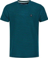 Gabbiano T-shirt Jacquard T Shirt Met Streepstructuur 152577  Petrol Green 514 Mannen Maat - 3XL