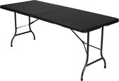 vouwtafel Rotanlook 180 x 75 cm polyetheen/staal zwart