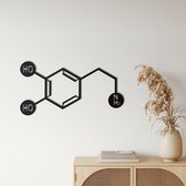 Wanddecoratie |Dopamine Molecule  decor | Metal - Wall Art | Muurdecoratie | Woonkamer |Zwart| 61x31cm