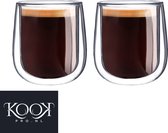 Kookpro Altom Andrea - Set van 2 Luxe Dubbelwandige Espresso Glazen 100ML - Koffie Glazen - Thee Glazen - Dubbelwandig Koffie Glas - Borosilicaatglas - Espresso Glaasjes