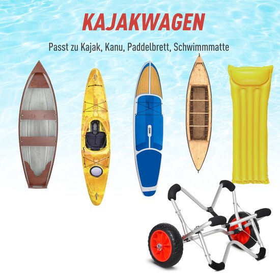 HOMCOM Kayak remorque aluminium bateau remorque pliable peu encombrant PU pneus argent 75 kg A32-011