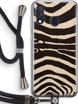 Case Company® - Samsung Galaxy A40 hoesje met Koord - Arizona Zebra - Telefoonhoesje met Zwart Koord - Bescherming aan alle Kanten en Over de Schermrand