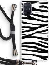 Case Company® - Samsung Galaxy A71 hoesje met Koord - Zebra pattern - Telefoonhoesje met Zwart Koord - Bescherming aan alle Kanten en Over de Schermrand