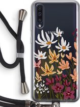 Case Company® - Samsung Galaxy A50 hoesje met Koord - Painted wildflowers - Telefoonhoesje met Zwart Koord - Bescherming aan alle Kanten en Over de Schermrand