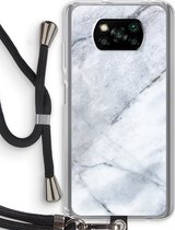 Case Company® - Poco X3 Pro hoesje met Koord - Witte marmer - Telefoonhoesje met Zwart Koord - Bescherming aan alle Kanten en Over de Schermrand