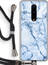 Case Company® - OnePlus 8 hoesje met Koord - Blauw marmer - Telefoonhoesje met Zwart Koord - Bescherming aan alle Kanten en Over de Schermrand