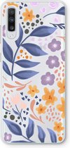 Case Company® - Samsung Galaxy A70 hoesje - Flowers with blue leaves - Soft Cover Telefoonhoesje - Bescherming aan alle Kanten en Schermrand