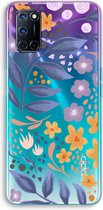 Case Company® - Oppo A52 hoesje - Flowers with blue leaves - Soft Cover Telefoonhoesje - Bescherming aan alle Kanten en Schermrand