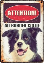 waakbord hond Border Collie 21 x 14,8 cm staal (FR)