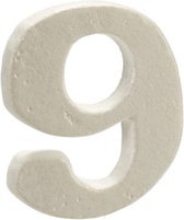 decoratiecijfer 9 10 x 15 x 2 cm polystyreen wit
