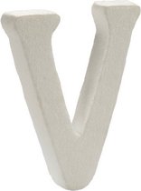 decoratieletter V 12,5 x 2 x 15 cm polystyreen wit