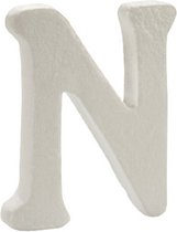 decoratieletter N 12,5 x 2 x 15 cm polystyreen wit