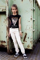 Indian Blue meiden t-shirt Never Acid Black