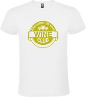 Wit T-shirt ‘Member Of The Wine Club’ Goud Maat XL