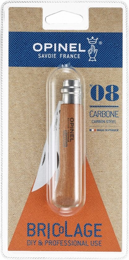 Foto: Opinel no 8 zakmes carbonstaal hout blister