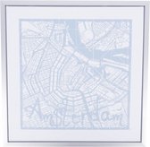canvasdoek city Amsterdam 60x60x3 cm wit/grijs