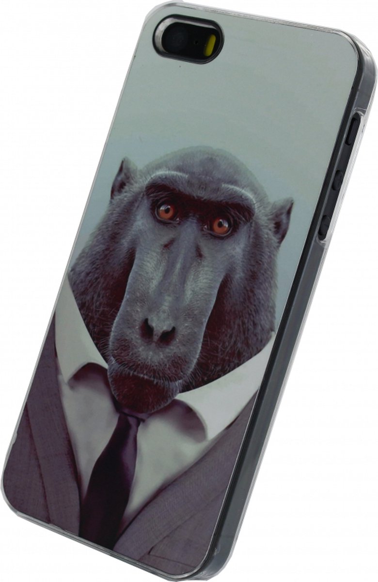 Apple iPhone 5/5s/SE Hoesje - Xccess - Metal Plate Serie - Aluminium Backcover - Funny Chimpanzee - Hoesje Geschikt Voor Apple iPhone 5/5s/SE