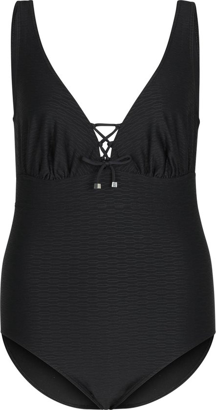 OUSIMEN Badpak voor dames, eendelig badpak met V-hals en uitsparing aan de voorkant, verstelbare bandjes, buikverstevigende badkleding, Wit met rode bloemen, M