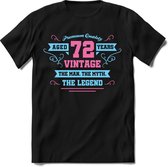 72 Jaar Legend - Feest kado T-Shirt Heren / Dames - Licht Blauw / Licht Roze - Perfect Verjaardag Cadeau Shirt - grappige Spreuken, Zinnen en Teksten. Maat 3XL