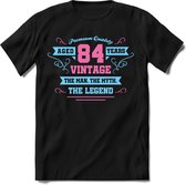 84 Jaar Legend - Feest kado T-Shirt Heren / Dames - Licht Blauw / Licht Roze - Perfect Verjaardag Cadeau Shirt - grappige Spreuken, Zinnen en Teksten. Maat S