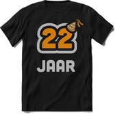 22 Jaar Feest kado T-Shirt Heren / Dames - Perfect Verjaardag Cadeau Shirt - Goud / Zilver - Maat L