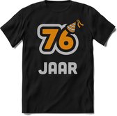 76 Jaar Feest kado T-Shirt Heren / Dames - Perfect Verjaardag Cadeau Shirt - Goud / Zilver - Maat 7XL