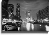 Walljar - Rotterdam By Night - Muurdecoratie - Canvas schilderij