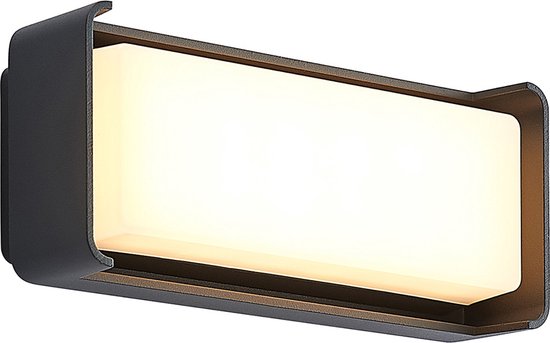 Lucande - LED wandlamp buiten - 1licht - aluminium, polycarbonaat - H: 9.6 cm - antraciet, wit - Inclusief lichtbron