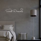 Stickerheld - Muursticker Sweet dreams - Slaapkamer - Droom zacht - Slaap lekker - Engelse Teksten - Mat Wit - 18.6x87.5cm