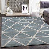 Flycarpets Modern Vloerkleed Geruit Aldo - Blauw - 140x200 cm