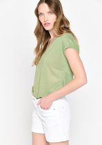 LOLALIZA T-shirt met V-hals - Khaki - Maat L