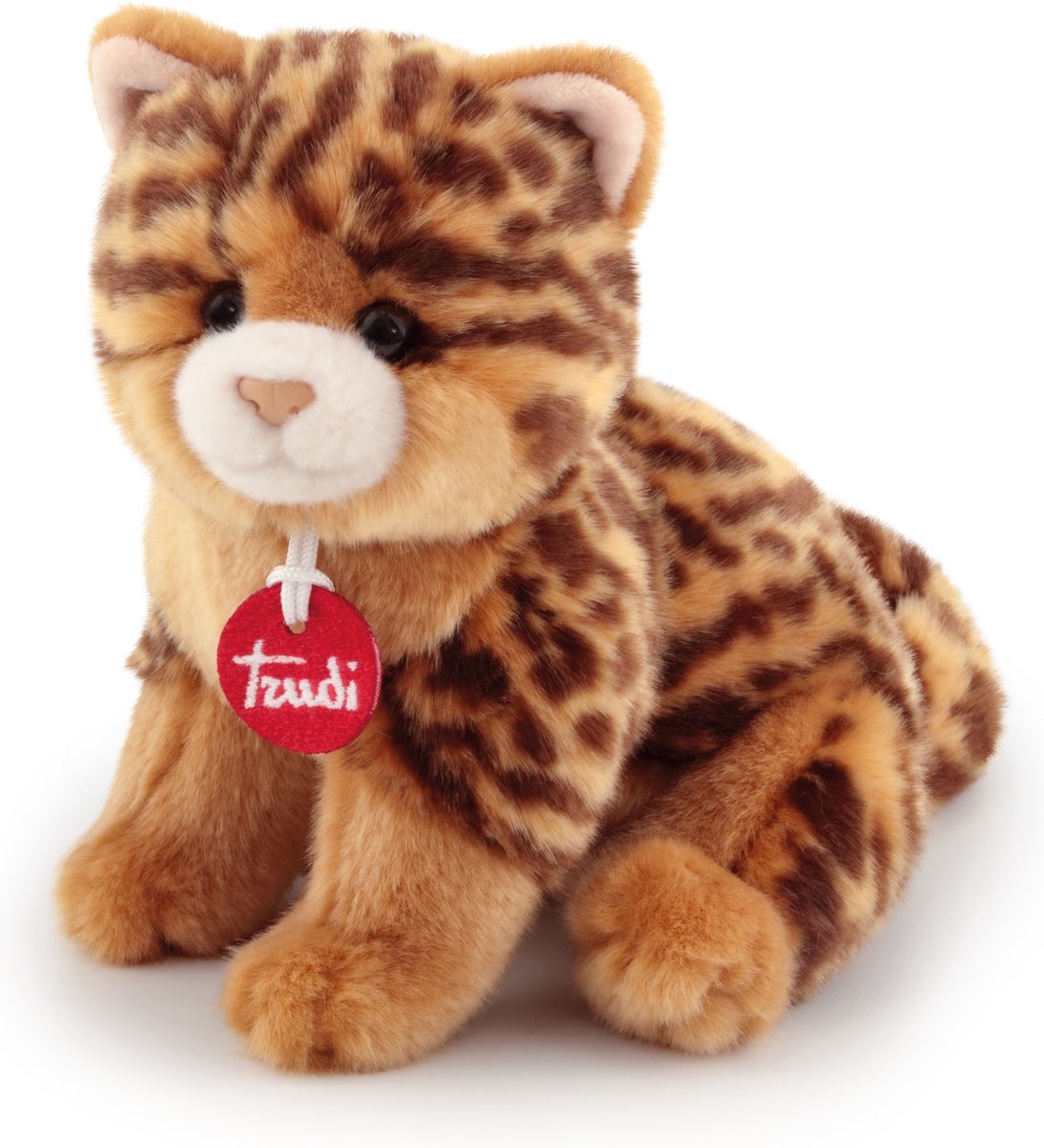 Trudi - Classic Knuffel Poes Kat Kitten Brad 24 cm - Handgemaakt in Italie - Hoge kwaliteit pluche knuffel - Knuffeldier voor jongens en meisjes - Bruin - 16x20x24 cm maat S