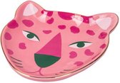sieradenschaal luipaard 12 x 13 cm keramiek roze