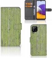 Wallet Book Case Geschikt voor Samsung Galaxy A22 4G | M22 Telefoon Hoesje Green Wood