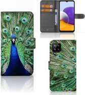 Wallet Book Case Geschikt voor Samsung Galaxy A22 4G | M22 GSM Hoesje Pauw