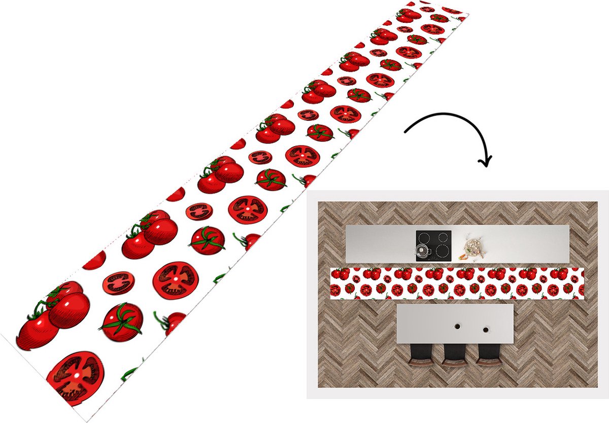 KitchenYeah Keukenloper - Keukenmat - Rood - Patronen - Tomaten - Keuken vloerkleed, foto 3